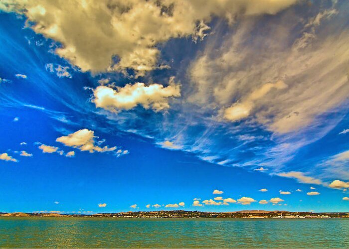 Seascape Greeting Card featuring the photograph Clouds over Suisun Bay by Josephine Buschman