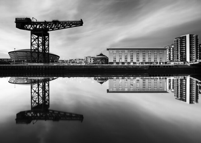 Black And White Greeting Card featuring the photograph Clyde Waterfront Mono by Grant Glendinning