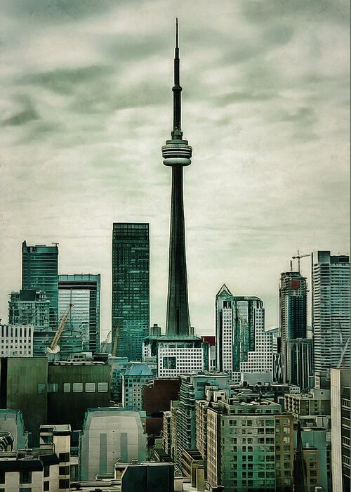 Toronto Greeting Card featuring the digital art CN Tower by JGracey Stinson