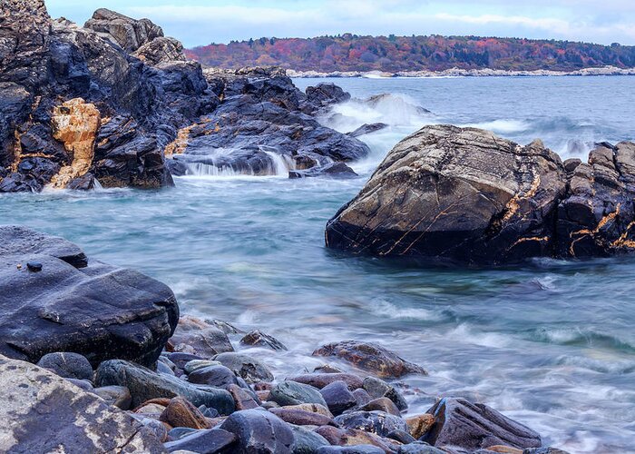 Autumn Greeting Card featuring the photograph Coast of Maine in Autumn by Doug Camara