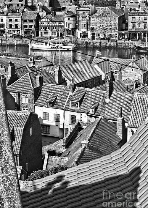 Sea Greeting Card featuring the photograph Coast - Whitby Rooftops by Esoterica Art Agency