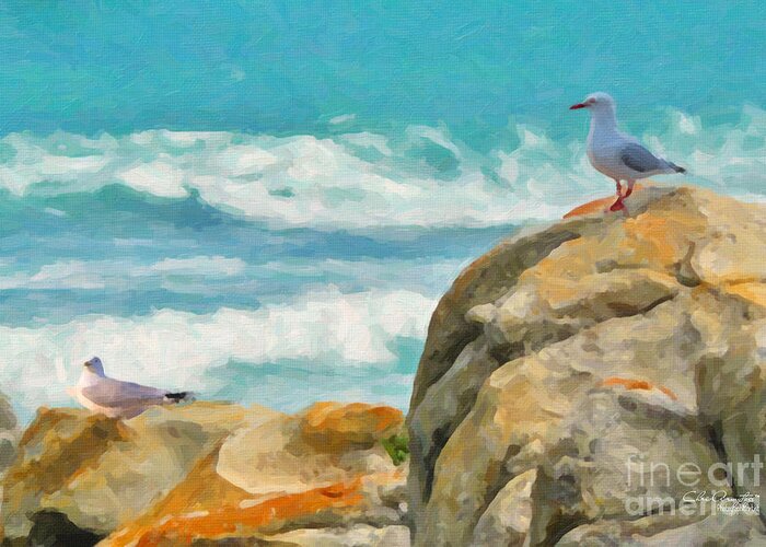 Coast Greeting Card featuring the painting Coastal Rocks by Chris Armytage