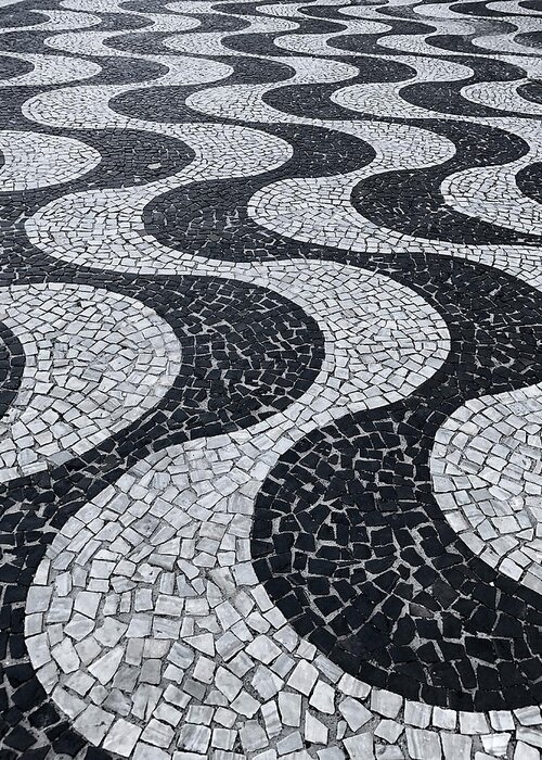 Sidewalk Greeting Card featuring the photograph Cobblestone Waves by Jill Love