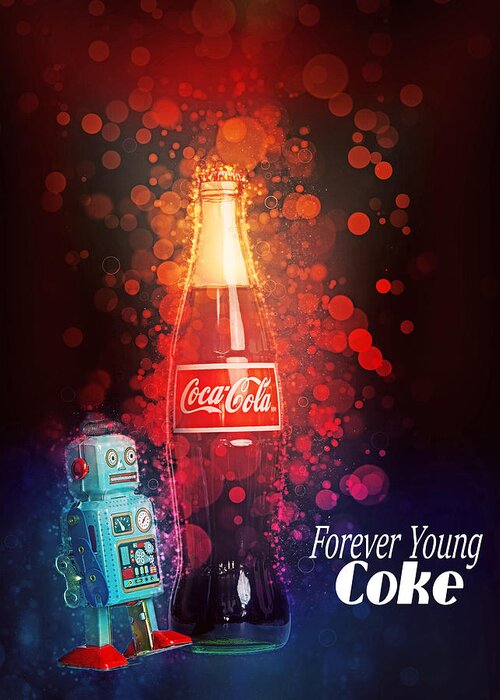 Robot Greeting Card featuring the photograph Coca-Cola Forever Young 15 by James Sage