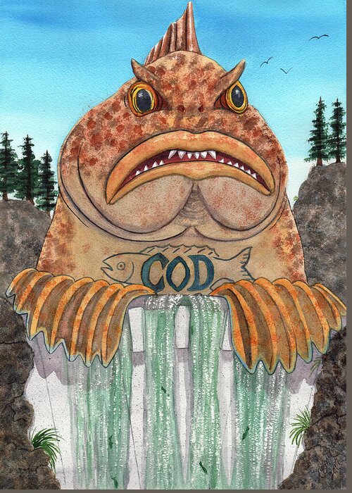 Fish Greeting Card featuring the painting Cod Dam by Catherine G McElroy