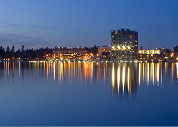Idaho Greeting Card featuring the photograph Coeur d Alene Night Skyline by Idaho Scenic Images Linda Lantzy