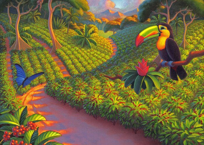 Coffee Plantation Greeting Card featuring the painting Coffee Plantation by Robin Moline