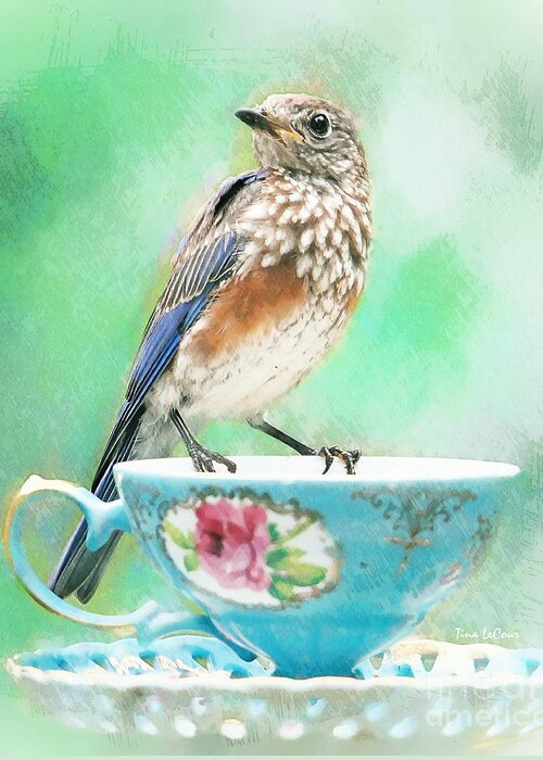 Bluebird Greeting Card featuring the painting Coffee Tea Or Me by Tina LeCour