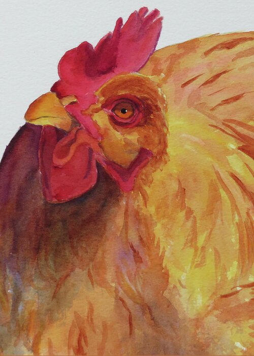 Rooster Greeting Card featuring the painting Cogburn by Judy Mercer