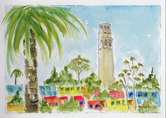 Impressionism Greeting Card featuring the painting Coit Tower by Pat Katz