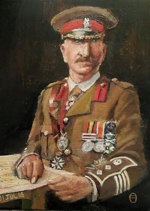 Colonel Greeting Card featuring the painting Col Charles Close by Tim Johnson