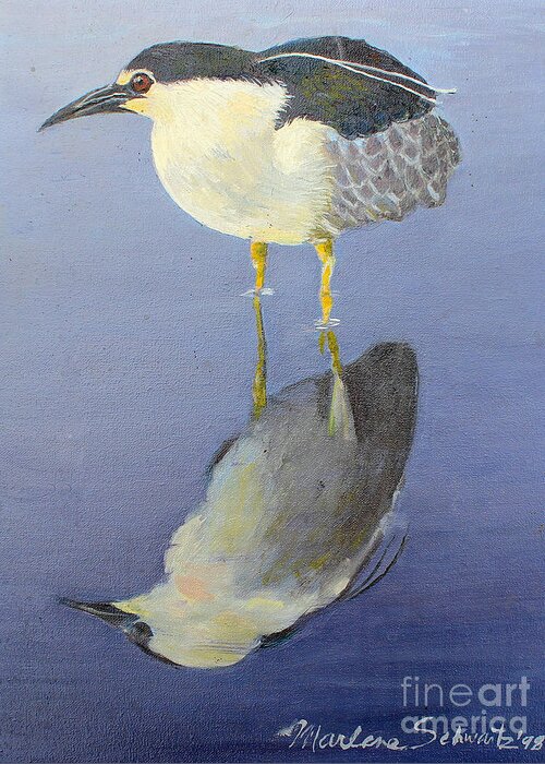 Heron Greeting Card featuring the painting Cold Feet by Marlene Schwartz Massey