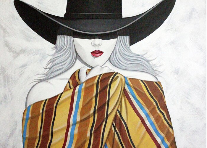 Cowgirl Greeting Card featuring the painting Cold Hottie by Lance Headlee