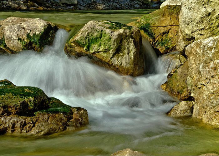Creek Greeting Card featuring the photograph Cold milky creek by Wolfgang Stocker