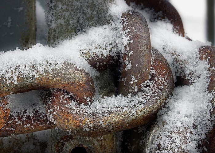 Chain Greeting Card featuring the photograph Cold Steel by Mike Eingle