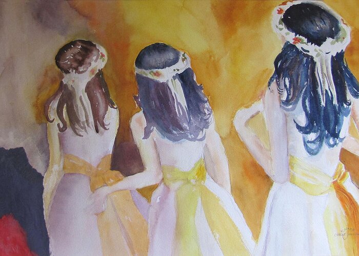 Watercolor Greeting Card featuring the painting Colombian Wedding Party TWO by Carole Johnson