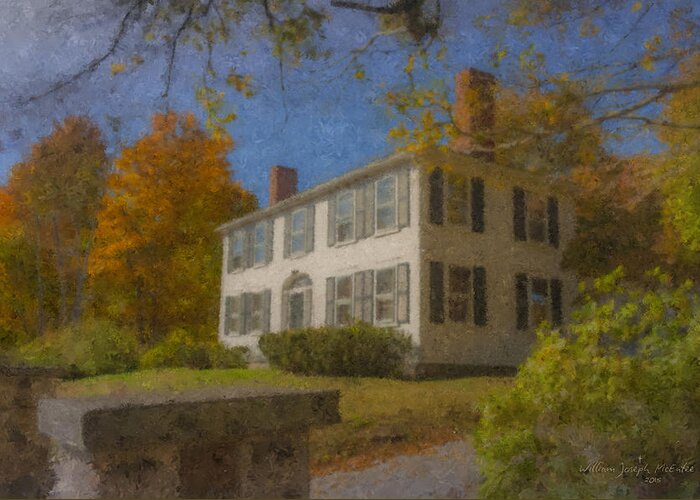 Colonial Greeting Card featuring the painting Colonial House on Main Street, Easton by Bill McEntee