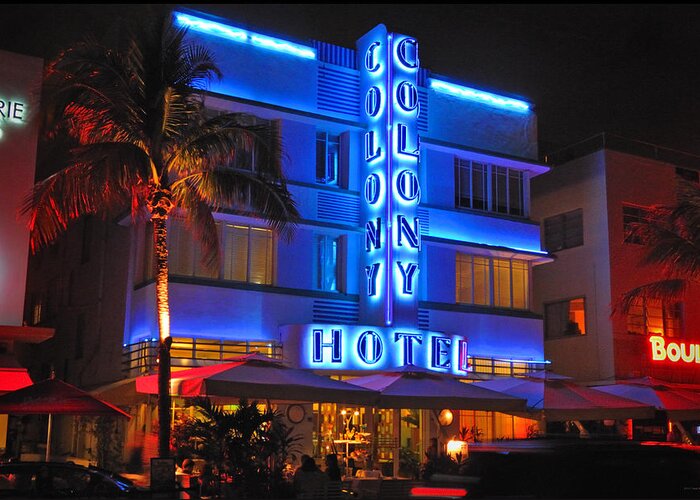 Colony Hotel Greeting Card featuring the photograph Colony Hotel on Ocean Drive by Frank Mari