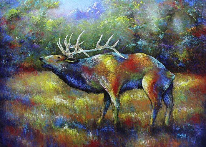 Elk Greeting Card featuring the pastel Colorado Elk by Patricia Lintner