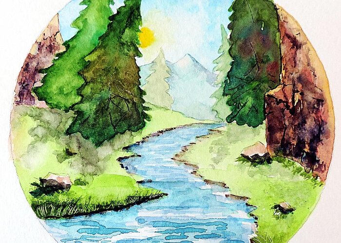River Greeting Card featuring the painting Colorado Marathon Logo by Tom Riggs