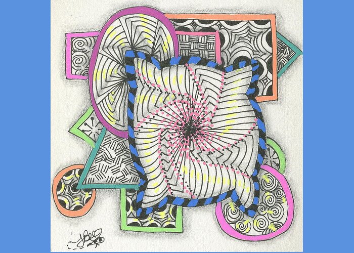 Color Greeting Card featuring the drawing Colored Frames by Jan Steinle