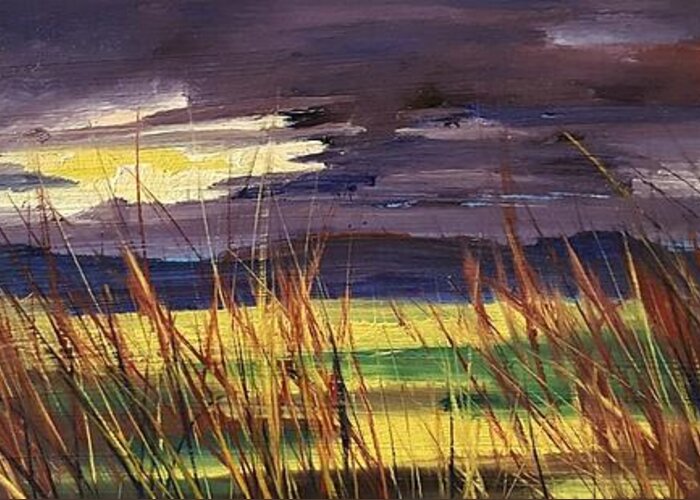 #54 Colored Grass Greeting Card featuring the painting Colored Grass       54 by Cheryl Nancy Ann Gordon