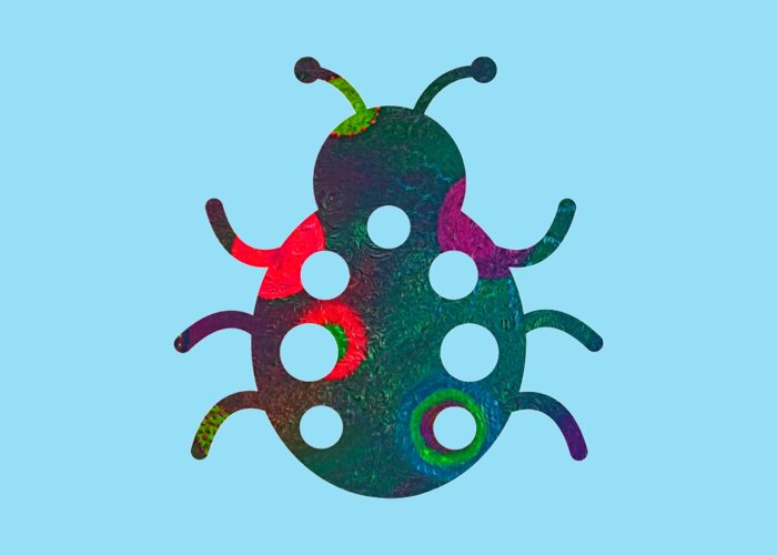 Beetle Greeting Card featuring the digital art Colorful Crawling Critter by Rachel Hannah