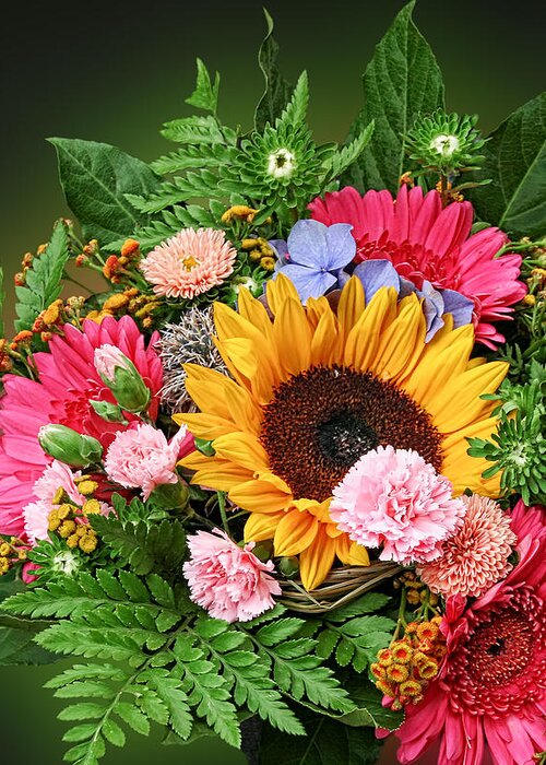 Flower Greeting Card featuring the photograph Colorful Flower Arrangement by Gabriele Pomykaj