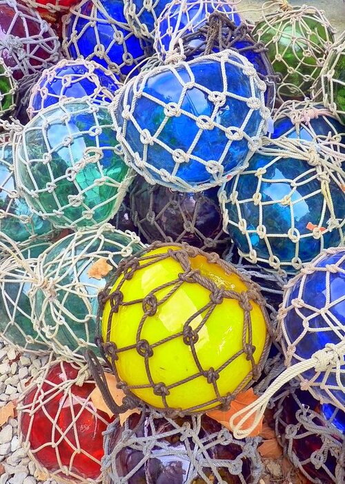 Glass Greeting Card featuring the photograph Colorful Glass Balls by Carla Parris