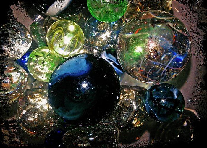 Abstract Greeting Card featuring the photograph Colorful Glass Marbles by Gerlinde Keating