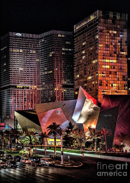 Colorful Greeting Card featuring the photograph Colorful Las Vegas Evening Street Scene by Walt Foegelle