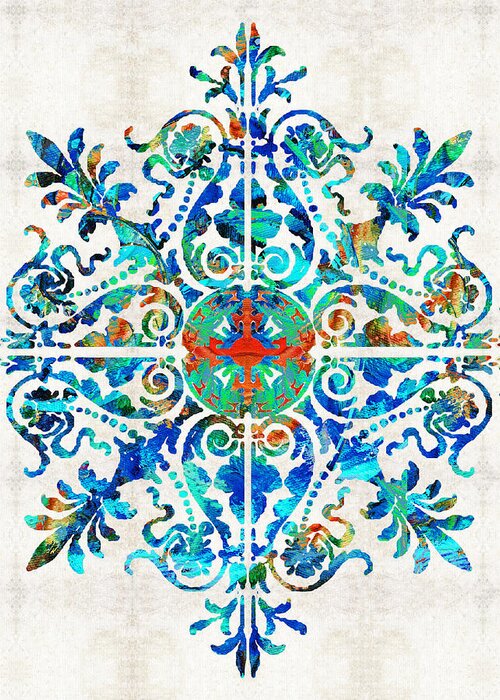 Mandala Greeting Card featuring the painting Colorful Pattern Art - Color Fusion Design 5 By Sharon Cummings by Sharon Cummings