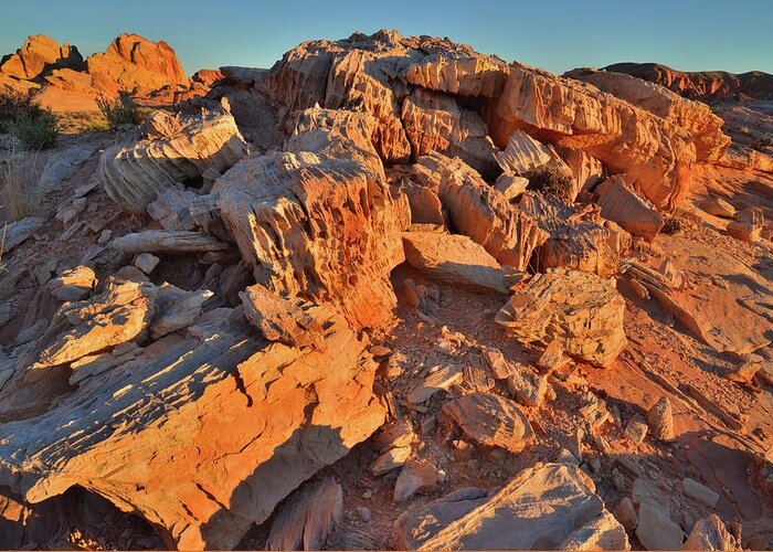 Valley Of Fire State Park Greeting Card featuring the photograph Colorful Sunrise on Valley of Fire by Ray Mathis