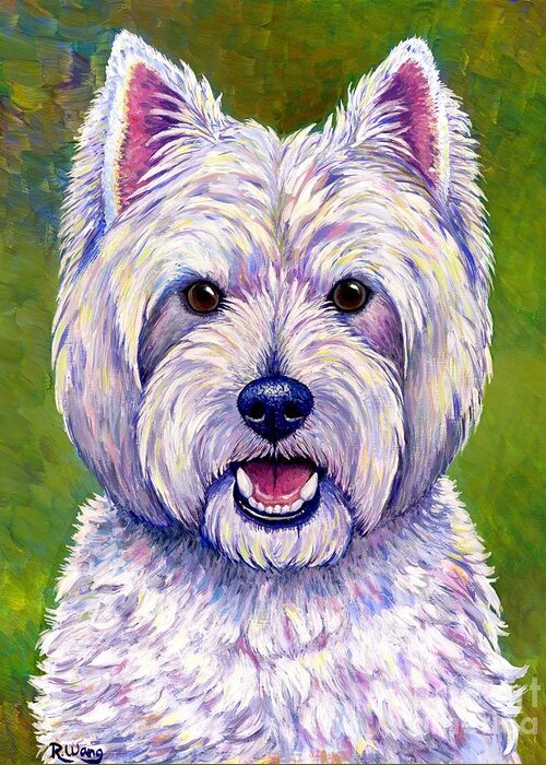 West Highland White Terrier Greeting Card featuring the painting Colorful West Highland White Terrier Dog by Rebecca Wang