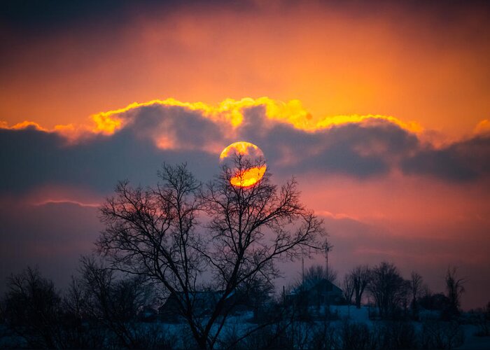 Sunset Greeting Card featuring the photograph Colorful Winter Sunset by Holden The Moment