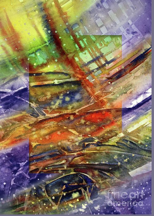 Abstract Greeting Card featuring the painting Colors Interrupting by Allison Ashton