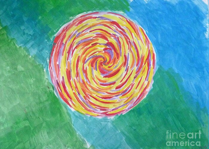 Simple Greeting Card featuring the painting Colour me spiral by Francesca Mackenney