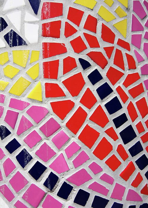  Tile Mosaic Greeting Card featuring the photograph Street Art - Colourful Tile Mosaic by Aidan Moran