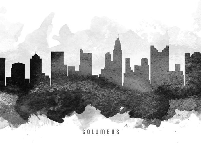 Columbus Greeting Card featuring the painting Columbus Cityscape 11 by Aged Pixel