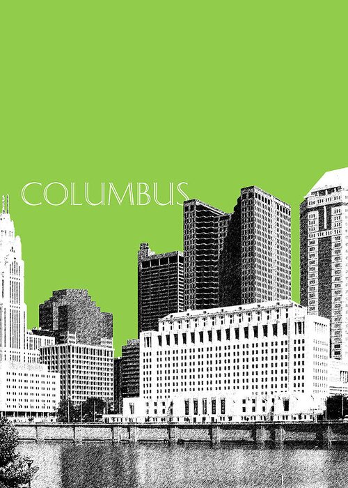 Architecture Greeting Card featuring the digital art Columbus Ohio Skyline - Olive by DB Artist