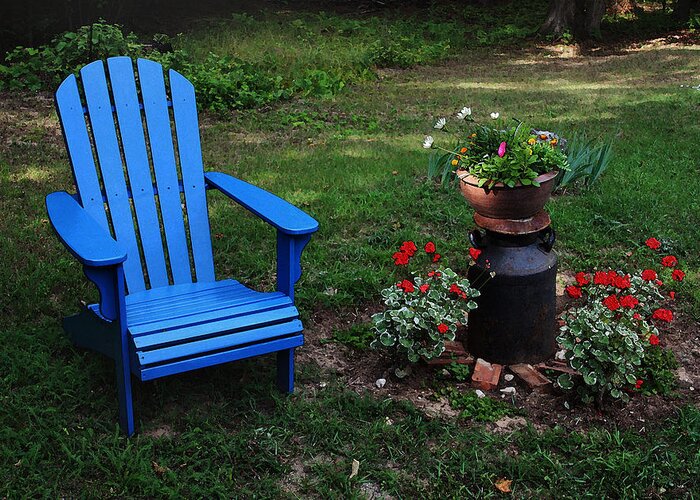 Adirondack Chair Greeting Card featuring the photograph Come Sit by Joanne Coyle