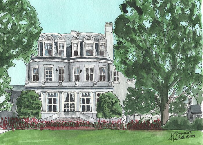 Marine Corps Greeting Card featuring the painting Commandant's Back Yard by Betsy Hackett