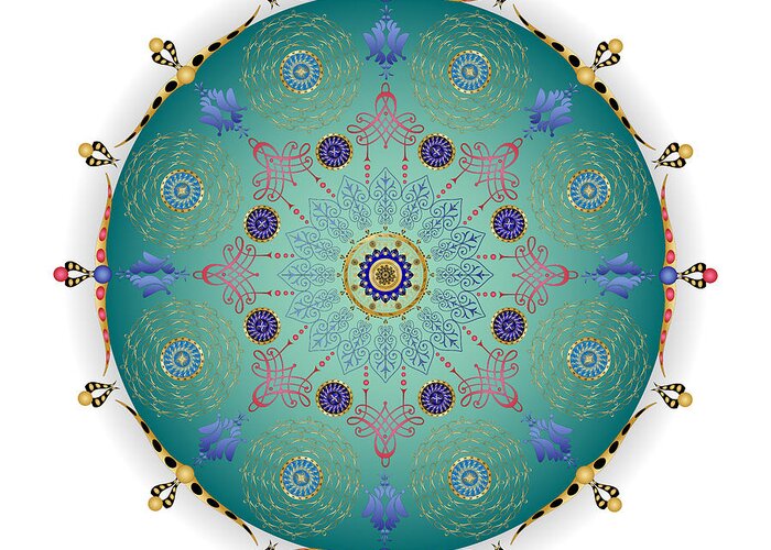 Mandala Greeting Card featuring the digital art Complexical No 1745 by Alan Bennington