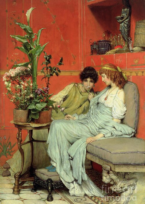 Confidences Greeting Card featuring the painting Confidences by Alma-Tadema by Lawrence Alma-Tadema