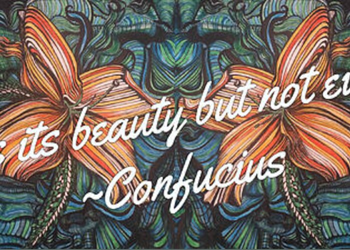 Lilies Greeting Card featuring the digital art Confucius Beauty by Mastiff Studios