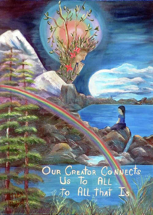 Mother Earth Greeting Card featuring the painting Connections by Mikki Alhart