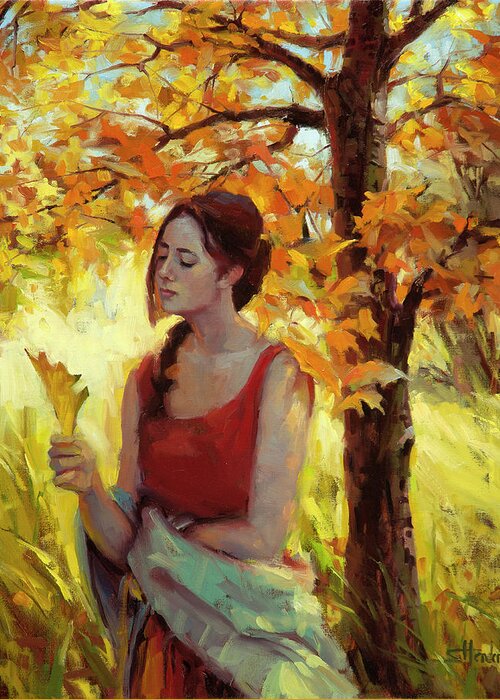 Woman Greeting Card featuring the painting Contemplation by Steve Henderson