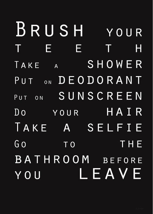 Bathroom Sign Greeting Card featuring the digital art Contemporary Bathroom Rules - Subway Sign by Linda Woods