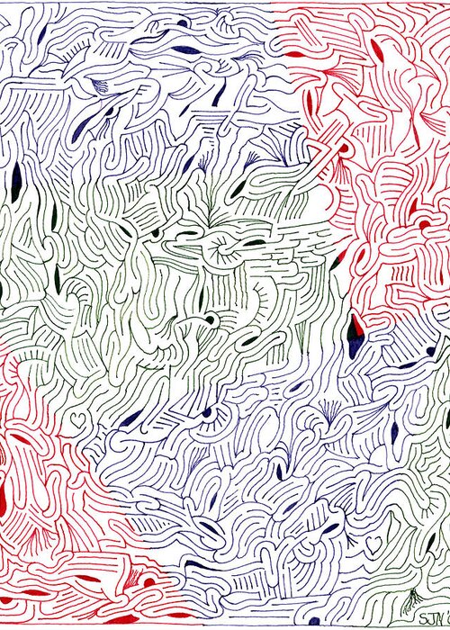 Mazes Greeting Card featuring the drawing Convoluted by Steven Natanson
