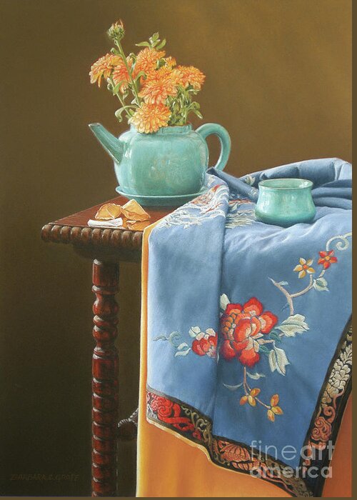 Still Life Greeting Card featuring the painting Cookie's Fortune by Barbara Groff